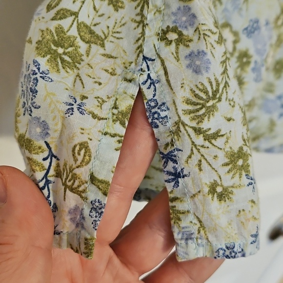 Eddie Bauer Light Blue Shirt with Olive Floral Print - Picture 8 of 11